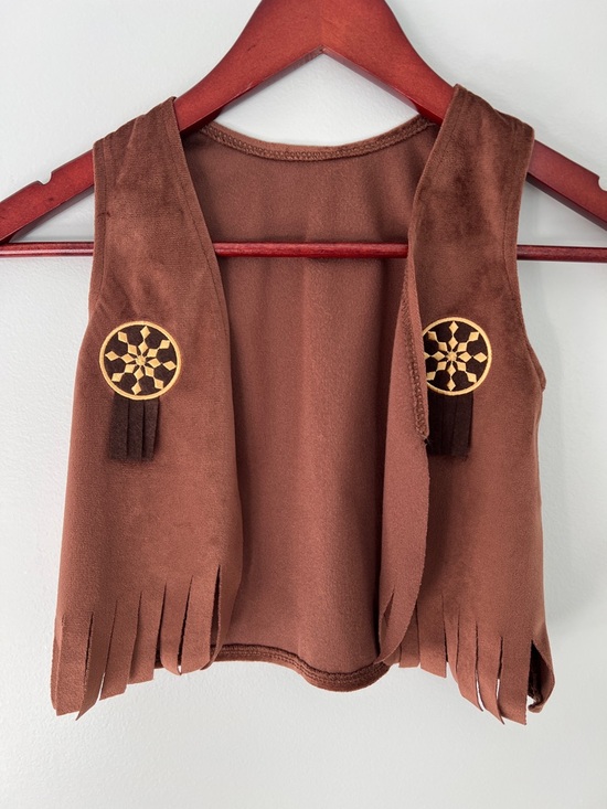 Other - Kids Brown Faux Suede Fringe Western Vest with Decorative Medallions Size S